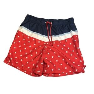 EUC Men's George American Flag Patriotic Swim Trunks Size M (32-34)